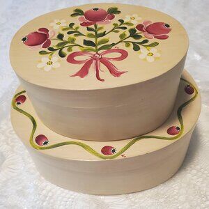 Bride's box, vintage (1984) hand painted stacking/nesting